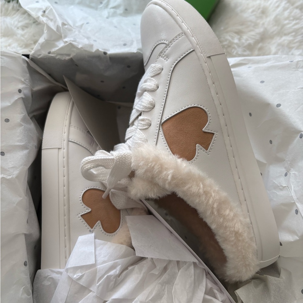 Kate Spade Open Back Furry Slip On Sneakers